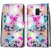 Mo-Somnus Cover per Samsung Galaxy A6 2018, Custodia in PU Pelle Magnetica Libro Flip Caso Antiurto Portafoglio [Supporto Stand] con Porta Carte e Cinturino da Polso Wallet Case (Fiore 1)