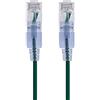 Monoprice Cavo patch Ethernet Cat6A UTP, 30 AWG, 10 G, in puro rame nudo, antigroviglio, RJ45, serie SlimRun, 0,6 m, verde, confezione da 10