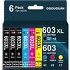 OGOUGUAN Caidi 6X 603 XL Compatibile con cartucce Epson 603 603XL Multipack per Epson Expression Home XP-2100 XP-2105 XP-3100 XP-3105 XP-4100 XP-4105, Epson Workforce WF-2810 WF-2830 WF-2835 WF-2850