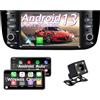 AneQu Autoradio per Fiat Punto evo 2010-2017 con carplay Android 13, Per Fiat linea 2012-2015 1DIN Stereo 6.2 inch 8-Core 128 Go ROM 8 Go sostegno 4G/NAVI/GPS/WiFi/BT/Radio/TPMS/FM/USB/DAB/
