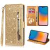 FERLAN Custodia per Xiaomi Redmi Note 15,in Premium pelle brillante con glitter e Slot Schede,Stand Funzione,per Xiaomi Redmi Note 15 telefono (Oro)