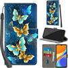 Haninsuze Cover per Xiaomi Redmi 9C NFC/10A Custodia Cover Pelle Libro Portafoglio con Porta Carte Magnetica Protezione Antiurto Cuoio Flip Case Custodia Cover per Redmi 9C, farfalla dorata