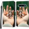 Haninsuze Cover per Samsung Galaxy S10 Plus, Portafoglio PU Pelle, Gatto | Interno TPU Antiurto, Anti-Graffio, Fessura per Schede, Supporto Stand, Design Libro, Flip