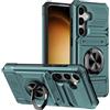 Rfvzubemok Compatible with Samsung Galaxy A35 5G SM-A356 Brackets Case,Car Mount Magnetic Kickstand Carrying Card Slots 2 in 1 Anti-fall Phone Case Green