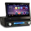 Erisin Android 14 8-Core Autoradio 1 Din con GPS Navi Motorizzato Schermo, 7 Pollici HD Touchscreen Bluetooth 5.0 Integrato Wireless CarPlay Android Auto DSP OBD2 TPMS DVB-T2 DAB+ WiFi USB 4GB+64GB