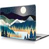 HLAAJJX Custodia per Nuovo Macbook Pro 15 pollici 2019 2018 2017 2016 Pubblicazione Modello A1990 A1707 con Touch Bar e Touch ID, Copertina Rigida in Plastica Protettiva, montagna e luna
