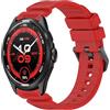 GIOPUEY 24mm Cinturini Compatibile con TicWatch PRO 5 Enduro, Morbido Silicone Cinturino [Resistente all'Usura] [Traspirante] - Red