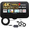 AUTERCO Antenna TV, Antenna TV Interna HDTV Digitale 250+ Miglia Amplificata con Amplificatore di Segnale Support 4K HD/VHF/UHF per Home Smart Televisione/Radio