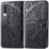 JIUNINE Cover per Samsung Galaxy A30s / A50, Custodia Interno TPU Antiurto Portafoglio con Disegni di Farfalla [Carta Fessura] [Supporto Stand] Cover Libro in PU Pelle per Samsung A30s, Nero