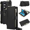 Generic Custodia a portafoglio per Samsung Galaxy A16 5G [blocco RFID] [tasca con cerniera] [custodia per carte] pelle PU, custodia a portafoglio con corda crossbody, polso, anello