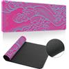 Treer Stampa Onda Tappetino Mouse,Tappetino Mouse XXL/XL/L, Tappetino Mouse Gaming con Base Gomma Antiscivolo e Bordi Cuciti,Mouse Pad per Ufficio e Casa (Rosso Rosa,1200x600mm)