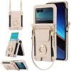 Generic Custodia a portafoglio pieghevole in pelle per Motorola Razr 50, slot elastico, supporto girevole a 360°, cinturino da polso rimovibile e cordino regolabile per donna (bianco)