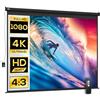 HOMCOM Telo Proiettore Motorizzato da 120 Pollici 4K HD Formato 4:3, Schermo Proiettore Motorizzato Elettrico Antirughe con Telecomando, Telo Videoproiettore per Casa, Cinema, Ufficio, Home, Nero