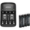 ABSINA Caricabatterie pile ricaricabili AA AAA e 9V + 4x AAA 1150