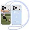 Yoedge Cover con Cordino per iPhone 17 Pro Max 6,6 Personalizzata, Azzurro/Blu Custodia con Laccio Collana Custodie Personalizzabile con Foto Immagine Personalizzate Custom per iPhone 17 Pro Max Case