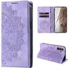 CoverKingz Custodia per Samsung Galaxy A55 5G, con Scomparto per Carte di Credito, Pieghevole, Motivo Mandala, Colore: Lilla