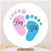 Ttincceer Sfondo Bambino Genere Rivelare Rotondo 100cm Ragazzo o Ragazza Rosa Blu Impronta Sfondo Bambino Doccia Neonato Festa di Compleanno Decorazione Sfondi Torta Tavolo Banner