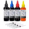 Aomya - Kit di ricarica universale per stampanti HP Canon, Epsn, Brother, Lexmark, 400 ml, compatibile con cartucce CISS CIS System 4 Color Set con 4 cartucce gratuite (BK, C, M, Y)