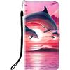 Sunrive Cover compatibile con OPPO A5X 4G/5G, Custodia con supporto di stand e in Pelle artificiale per carte di credito Portafoglio Flip Chiusura Magnetica bumper(Q delfino)