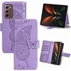 TingYR Cover per Samsung Galaxy Z Fold 2 5G, Flip Custodia Carte di Credito da Funzione Stand, Anti-Slip Slot Portafoglio Flip Protettivo Dell'ente Completo Slim Fit Cover.(Viola Chiaro)
