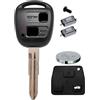 mt key Telecomando radio per chiave auto, 1 custodia a 2 tasti TOY41 + 1 tastiera, 2 micropulsanti + 1 batteria CR2016 per Toyota