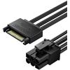 GMBYLBY Singolo/Doppio Sata-15 Pin Corrente A 6 Pin Cavo di Alimentazione Per Scheda Grafica 20 cm Semplice Collegamento Della Scheda Grafica
