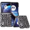 COQUE Adatto per Motorola RAZR 40 Ultra, Motorola RAZR 40 Ultra Pieghevole Flip Leopard Stampa Custodia del Telefono(Nero)