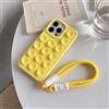 XCuihulle Custodia per iPhone 14, con bracciale, con cordino, in silicone, con ventosa, per iPhone 14 da 6,1, giallo