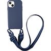 CQUUKOI Custodia a tracolla compatibile con iPhone 16 Pro Max, graziosa custodia in silicone morbido con cordino tracolla regolabile, protezione antiurto per donne e ragazze, blu mattone
