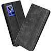 XINNI Cover per Realme GT Neo 3(150W/80W) Custodia, retrò Flip Magnetica Pelle PU/TPU Portafoglio, Nero