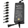 ELCART Alimentatore switching con tensione regolabile 5/6/7,5/9/12/13,5/15 Vdc 36W, 8 spinotti inclusi - Victory
