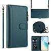 Ymyhyuxi Custodia a portafoglio in pelle per TCL 403, custodia per biglietti da visita, portafoglio, telefono, doppio strato, con scomparto portaoggetti e cordino (verde)