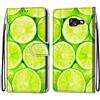 Mo-Somnus Cover per Samsung Galaxy A5 2017/ A520, Custodia in PU Pelle Magnetica Libro Flip Caso Antiurto Portafoglio [Supporto Stand] con Porta Carte e Cinturino da Polso Wallet Case (Limone)