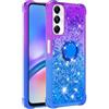 YKTO Morbido Gel TPU per Samsung Galaxy A05s Custodia Trasparente Liquid Glitter PC Sigillato Nano-Rivestimento Antigraffio con Periferia Antiscivolo Design Dentellato Adatto per Galaxy A05s Case,Blu Viola