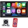 WEPARTICULAR 7 2 Din Autoradio Carplay Android Auto Bluetooth Mirror Link Touch Screen Audio Stereo MP5 Lettore multimediale Volante FM/TF/USB con telecomando e telecamera per retromarcia