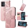 JIUNINE Custodia a Libro in Pelle per Motorola Moto G14, Oro rosa