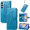 JIUNINE Cover per Samsung Galaxy A35 5G, Custodia Interno TPU Antiurto Portafoglio con Disegni di Farfalla [Carta Fessura] [Supporto Stand] Cover Libro in PU Pelle per Samsung A35 5G, Blu