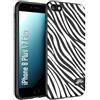 CUSTOMIZZA - Custodia cover nera morbida in tpu compatibile per iPhone 7 Plus - 8 plus zebrata maculata a rilievo soft touch donna bianca
