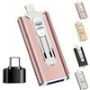Pelinuar Periodicali Chiavetta USB 3 in 1, 32~256GB Micro USB + 8 Pin + USB 3.0 3 in 1 Telefono Cellulare Computer U-Disk con Adattatore Type-C per Telefoni/PC per File di Foto e Video (Rosa, 128GB)