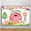 Ttincceer 150x120cm Felice Compleanno Sfondo Fattoria Animale Rosa Fattoria Fotografia Sfondo Cartone Animato Maiale Latte Mucca Capra Fotografia Sfondo Baby Shower Decorazione Banner