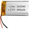 Liter energy battery Batteria 502040 LiPo 3.7V 400mAh 1.48Wh 1S 5C Liter Energy Battery per l'elettronica Ricaricabile Telefono Portatile Smartwatch Orologio GPS - Non adatto per Radiocomando 42x20x5mm (400mAh|502040)