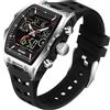 findtime Tonneau - Orologio da polso da uomo, analogico, digitale, rettangolare, alla moda, sportivo, militare, impermeabile, con LED, cronometro, conto alla rovescia, sveglia, schermo curvo
