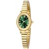 BESTKANG Orologio da donna, piccolo, color oro, quadrante ovale con numeri romani, movimento al quarzo, cinturino in acciaio inox, resistente all'acqua (2 misure), Colore: verde oro., 6.7in-7.49in