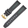 ROUREOX Cinturino in Gomma 20mm Accessorio Polso di Ricambio per Uomo per Rolex Submariner GMT Yacht-Master-Fibbia Nero + Verde + Oro