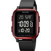 SKMEI Orologio sportivo digitale da uomo, ultra sottile, impermeabile, con cronometro, conto alla rovescia, timer, funzione sveglia, doppio fuso orario, retroilluminazione a LED, 1858-Rosso