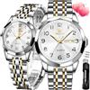 OLEVS Orologio automatico da donna in acciaio inossidabile con diamante a carica automatica, orologio luminoso e impermeabile