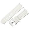 ROUHO 28mm Flessibile Fibbia ad Ardiglione Cinturini in Silicone, Impermeabile Braccialetto Silicone per Audemars Piguet Royal Oak Offshore 15710 15703-Bianco + Argento Fibbia