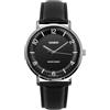 Casio MTP-VT03L-1B Orologio analogico da uomo minimalista con cinturino in pelle nera quadrante concavo nero a 3 lancette, nero