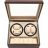 Qussse Scatola carica orologi automatica, carica orologi automatica, 4 + 6, orologio Winder Box, motore silenzioso, per tutti gli orologi automatici meccanici, marrone, Moderno