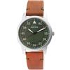 Raptor Orologio da uomo in vera pelle cinturino lancette luminose analogico al quarzo RA20284, marrone/verde., cinghia